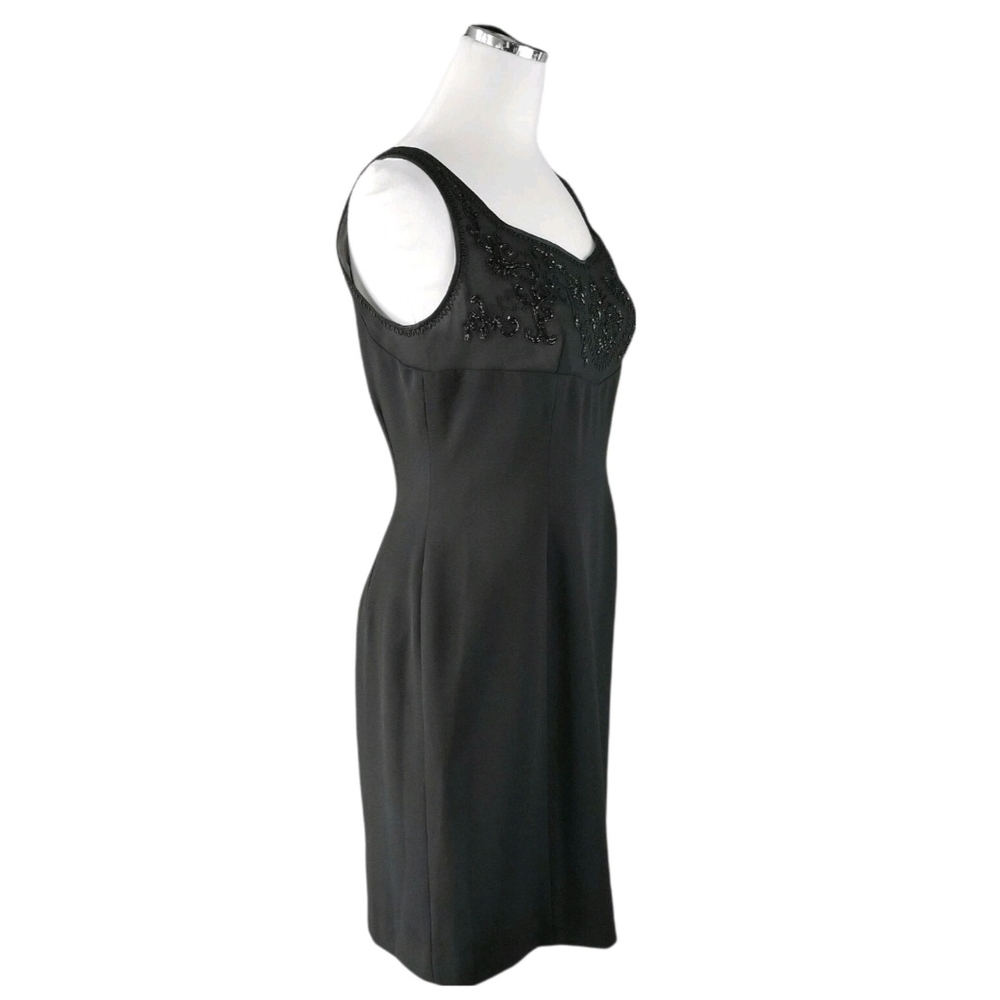Donna Morgan Black Sleeveless Dress SZ 8 Knee Length Beaded Cocktail Party LBD - Picture 4 of 12